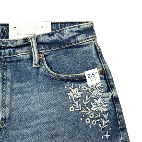 Arizona High Rise Jean Shorts Embroidered Floral Size 12 - Picture 7 of 7